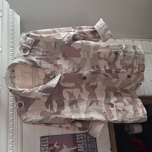 Women's Maurices Military Style Cotton Camo Cargo Oversized Spring Jacket Sz L